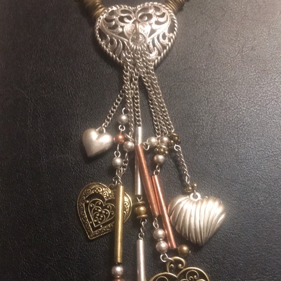 Mixed metal 💜 HEART necklace 24 inch chain 32 inch total - Picture 4 of 9